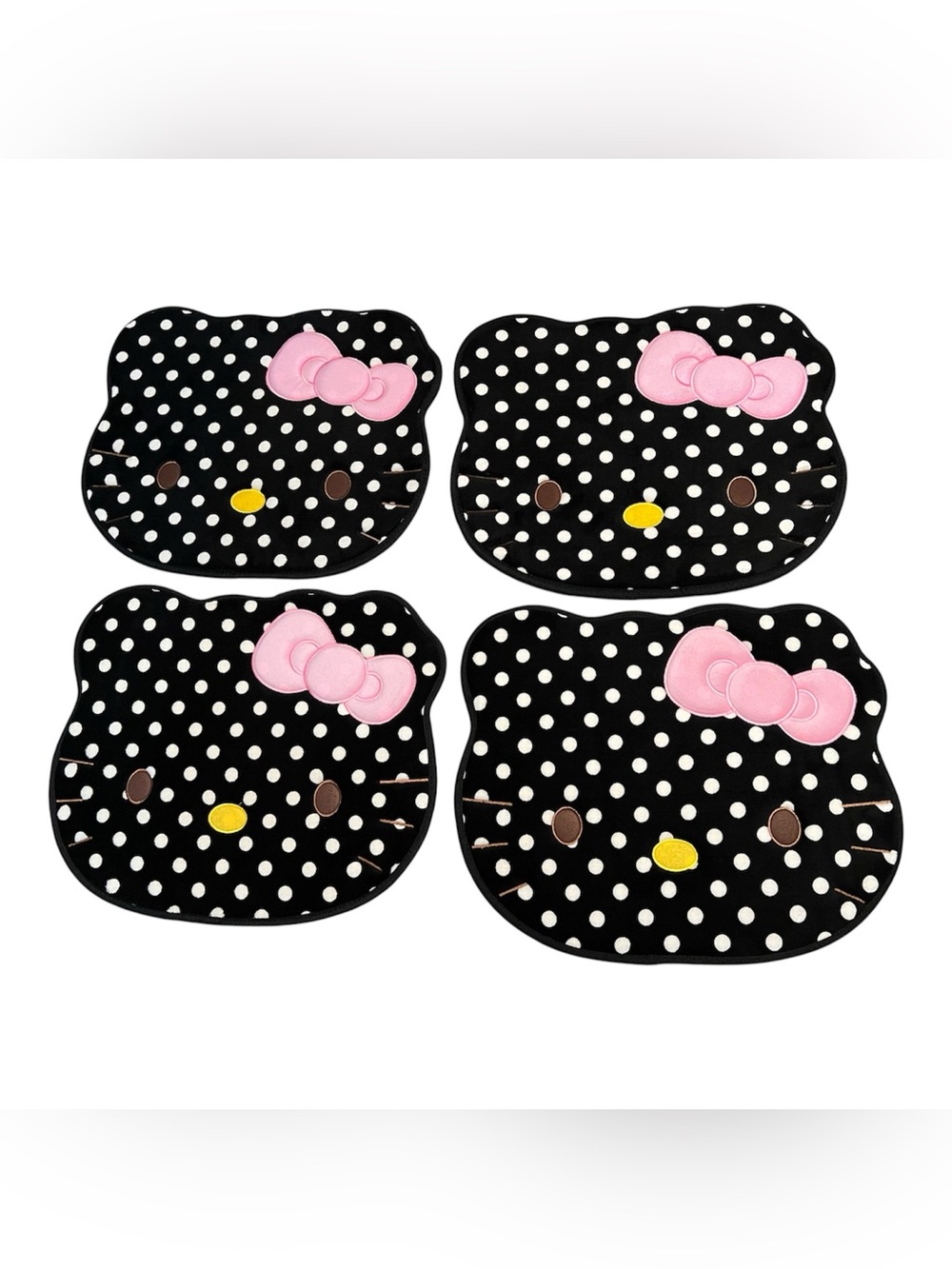 Hello Kitty Black Polka Dot nonslip Bathmat floor rugs - Set of 4